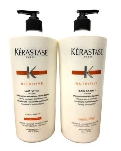 Kérastase 34oz Bain Satin 2 Shampoo & 34oz Lait Vital Conditioner Set With 2 Pumps Women