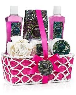 Home Spa Gift Basket In Rosemary Mint, 10pc Graduation, Anniversary Gift Women