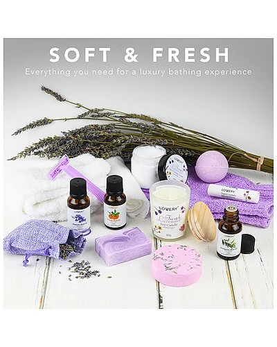 French Lavender Handmade Bath Gift Set, 18pc Relaxation Spa Kit, Selfcare Women - Image 3