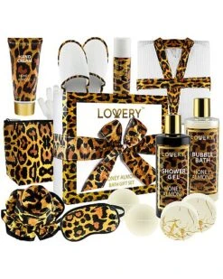 Leopard Design 17pc Bath And Body Care Set, Luxury Relaxing Home Spa Gift Women