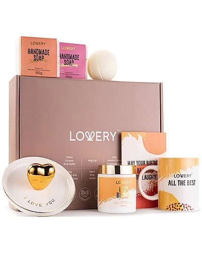 Happy Birthday Personalized Gift Box, 8pc Unique Self Care Relaxing Spa Women