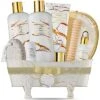 White Rose Jasmine Spa Kit, 9pc Marbleized Skincare Pampering Package Women