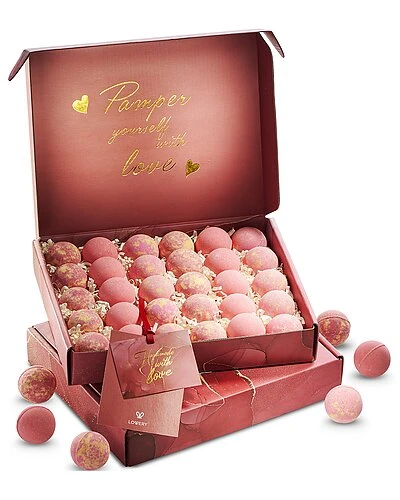 Handmade Bath Bomb Gift Set, 30pc Bubble Bath Fizzy In Rose Petal, Jasmine, Grapefruit Scents Women