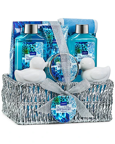 9pc Home Spa Gift Basket- Heavenly Ocean Bliss Scent - Bath And Body Care Women