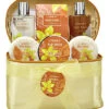 Bath & Body Gift Basket - Warm Vanilla Sugar With Travel Cosmetic Bag Women