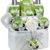 14pc Bath & Body Spa Gift - White Jasmine Set In A Beaded Cosmetic Bag Women