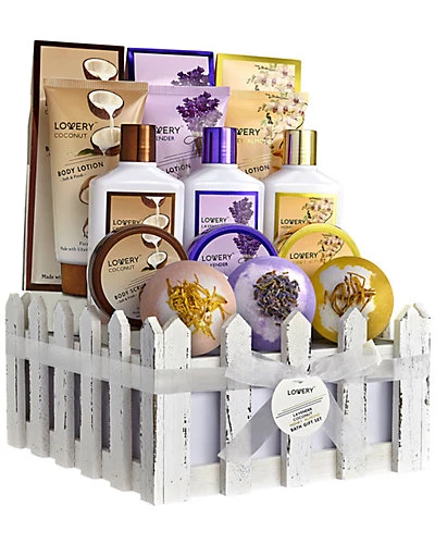 16pc Spa Gift Baskets - Coconut, Lavender Jasmine, Honey Almond Bath Set Women